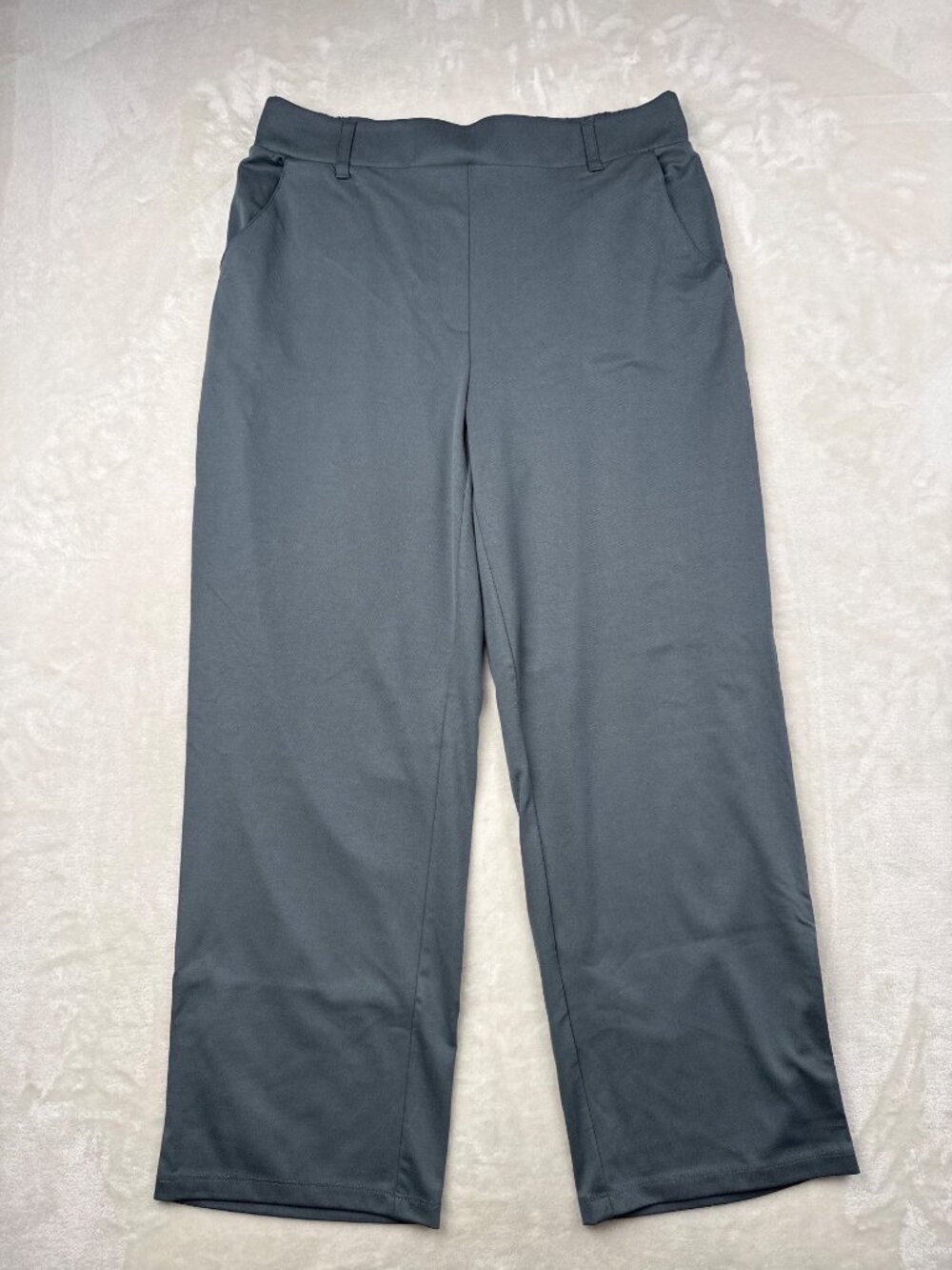 32 Degrees Cool Womens Gray Straight-Leg Stretch Pants Size M Elastic Waist